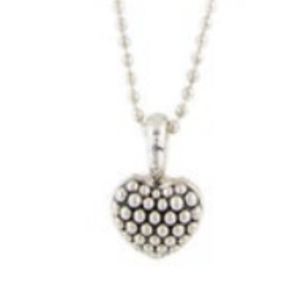 LAGOS STERLING SILVER 925 CAVIAR BEADED HEART PENDANT NECKLACE - Picture 4 of 8